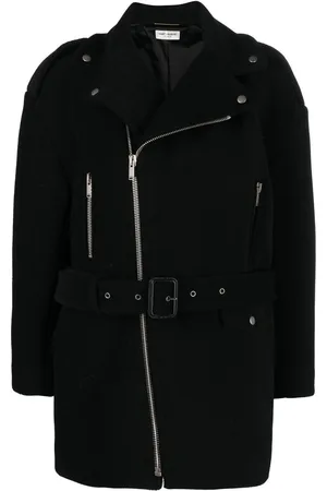 Saint Laurent Notched-collar zip-fastening coat