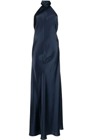 Michelle Mason Backless halter-neck tie gown