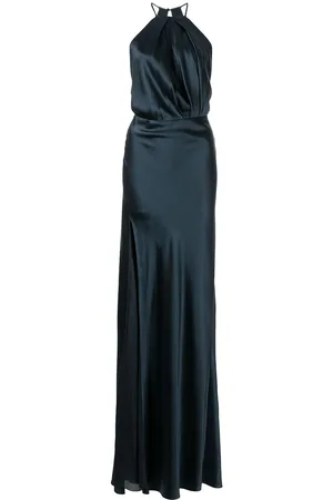 Michelle Mason Pleat-detail halterneck gown