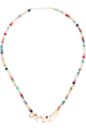 Roxanne First 14kt rose gold jade letter charm necklace