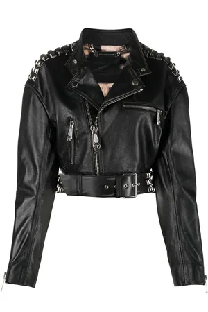 Philipp Plein Rock-stud cropped leather jacket