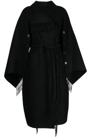 GOEN.J Double-breasted fringe-detail wool coat