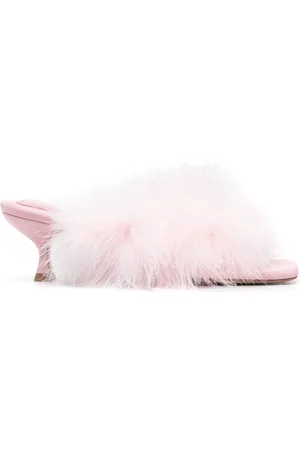 Sleeper Feather-detailed kitten heel sandals