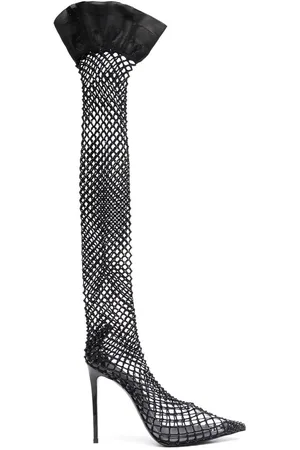 LE SILLA Gilda fishnet thigh-high boots