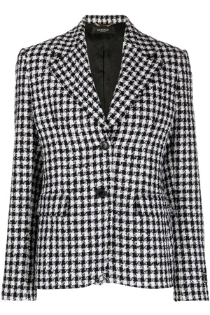 VERSACE Dogtooth single-breasted tweed blazer