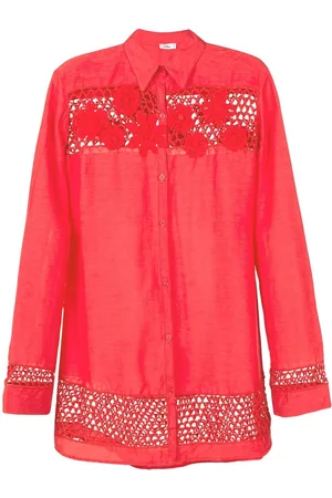 AMIR SLAMA Floral-lace detail oversize shirt