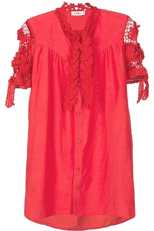 AMIR SLAMA Floral-lace detail shirt dress