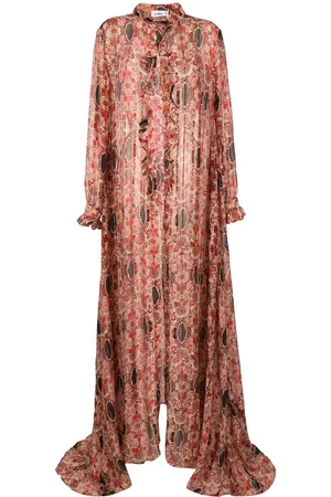 AMIR SLAMA Floral-print flared silk dress