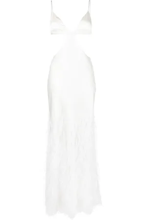 Cult Gaia Raisa feather-embellished gown