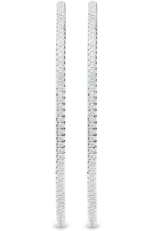 De Beers 18kt white gold DB Classic diamond hoop earrings