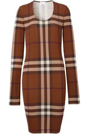 Burberry Exaggerated-Check jersey dress