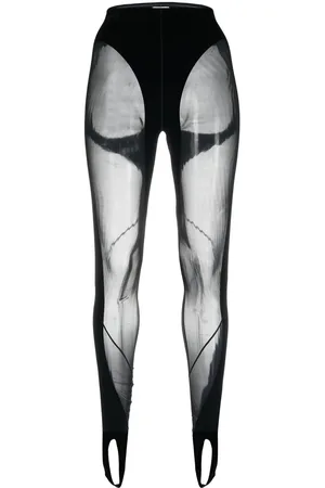 MUGLER X Wolford mesh-panelled stirrup leggings