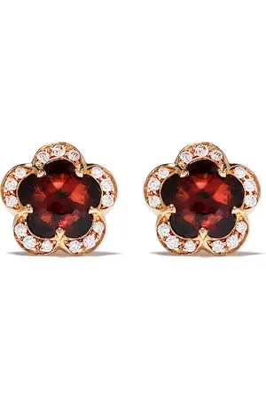 Pasquale Bruni 18kt rose gold diamond garnet Figlia dei Fiori stud earrings