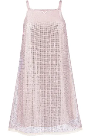 Prada Rhinestone-embellished mesh minidress