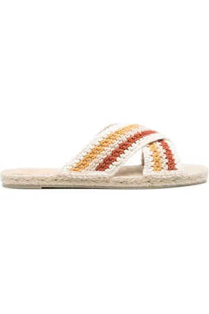 Castaner Crossover-strap raffia espadrilles