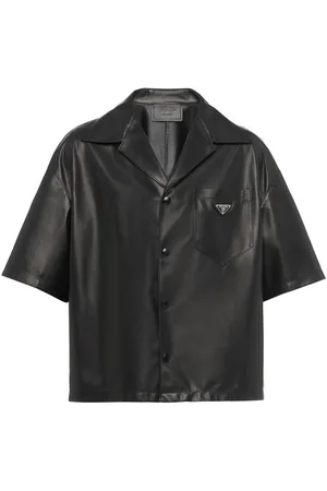 Prada Nappa-leather bowling shirt