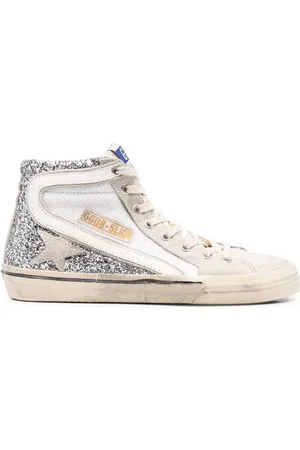 Golden Goose Glitter-detail leather high-top sneakers