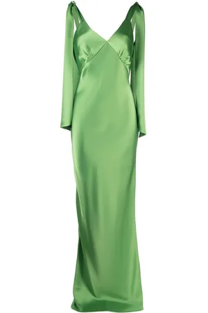 V:PM ATELIER Satin-finish drape-detail gown
