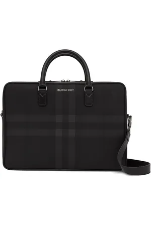 Burberry Check-print leather briefcase