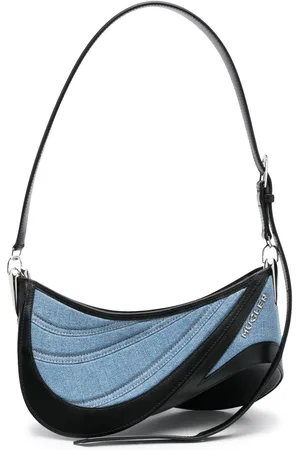 MUGLER Medium Spiral Curve 01 denim crossbody bag