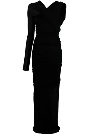 Saint Laurent Semi-sheer one-sleeve long dress