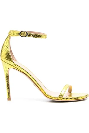 Stuart Weitzman 105mm snakeskin leather sandals