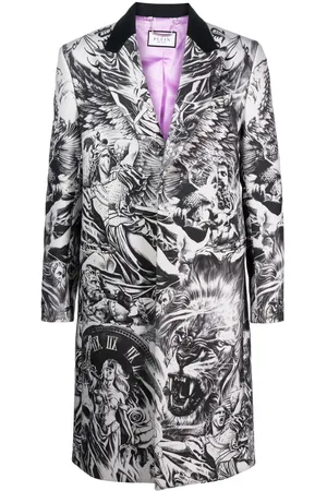 Philipp Plein Tattoo-print wool coat