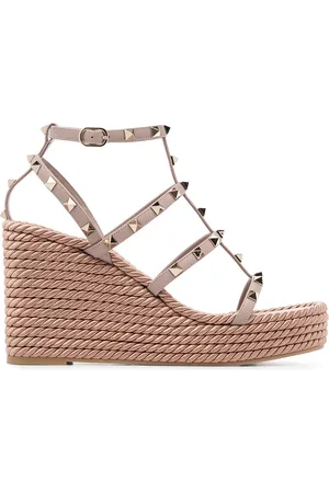 VALENTINO GARAVANI Rockstud 95mm caged wedge espadrilles