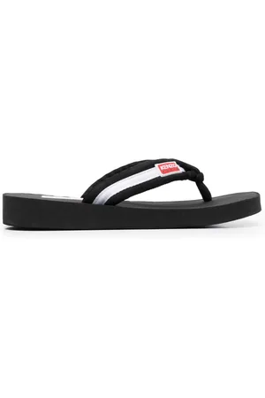 Kenzo Logo-patch striped flip flops