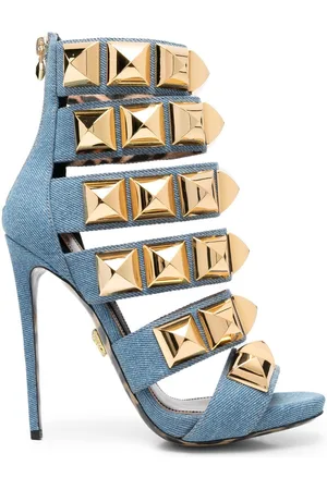 Philipp Plein Studded denim 120mm sandals