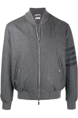 Thom Browne Tonal 4-Bar flannel bomber jacket