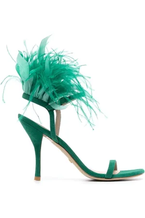 Stuart Weitzman Plume 100mm feather-detail sandals