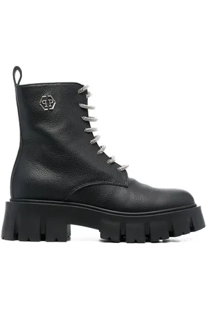 Philipp Plein Logo-plaque lace-up leather boots