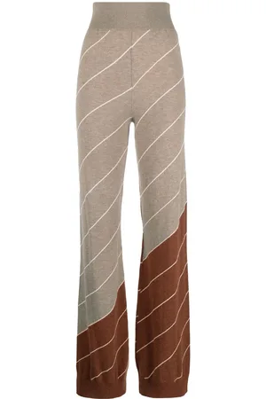 Stella McCartney Diagonal-stripe wool flared trousers
