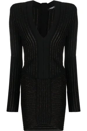 Balmain Ribbed V-neck mini dress