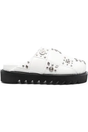 TOGA PULLA Stud-embellished leather slippers