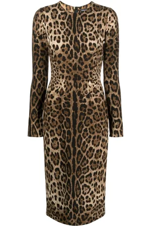Dolce & Gabbana Long-sleeve leopard-print dress