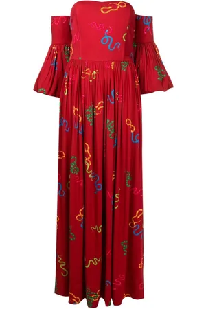 Isolda Maria floral-print off-shoulder dress