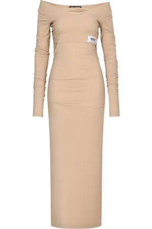 Dolce & Gabbana KIM DOLCE&GABBANA number patch off-shoulder dress