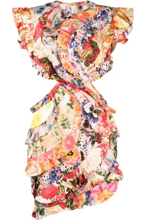ZIMMERMANN Spliced floral-print mini dress