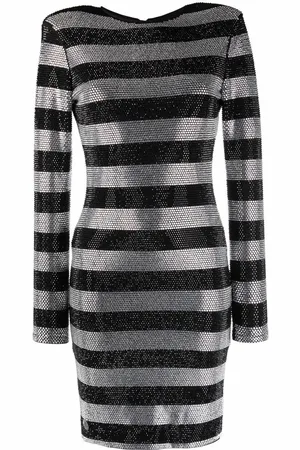 Philipp Plein Crystal-stripes fitted mini dress