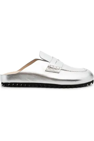 Officine creative Metallic-effect leather slides