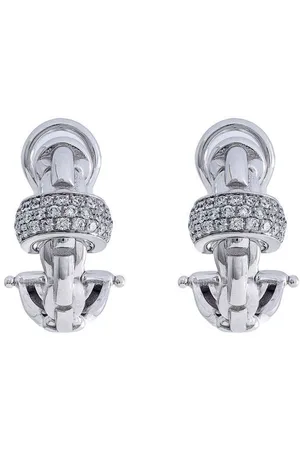 FOPE 18kt white gold diamond pavé hoop earrings
