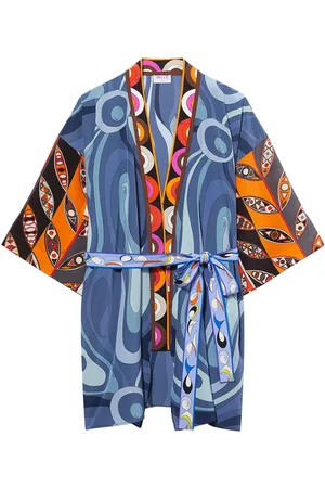 Puccini Graphic-print silk robe minidress