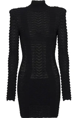Balmain Long-sleeve textured minidress
