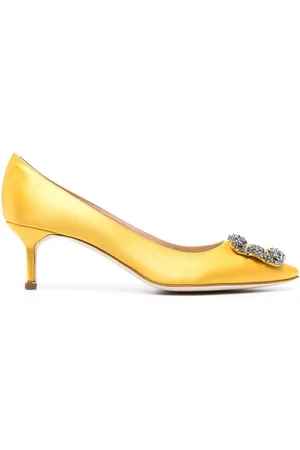 Manolo Blahnik 50mm Hangisi crystal buckle pumps