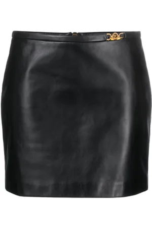 VERSACE Medusa-embellished leather miniskirt