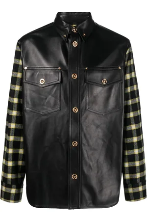 VERSACE Checked-panel shirt jacket