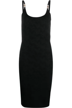 VERSACE La Greca knitted midi dress