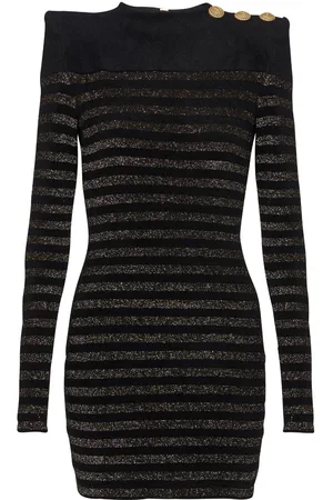 Balmain Button-detail striped minidress